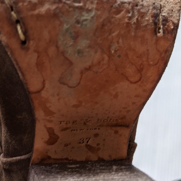 RAG and BONE Newbury brown leather heeled ankle boots women's size 7 - Picture 10 of 12